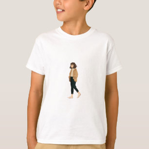 Lässig gehendes Mädchen Kinder T-Shirt