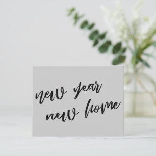 Lässig-Graue-Neujahrsankündigung Neue Zuhause Mitteilungskarte
