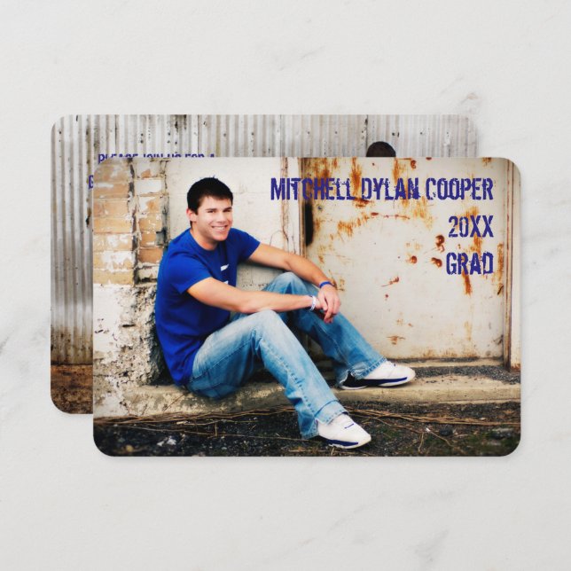 Lässig Grunge - 3x5 Abschluss Ankündigung (Vorne/Hinten)