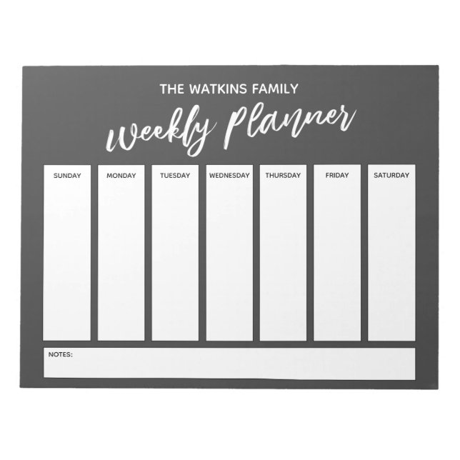 Lässig Handwriting Einfaches Wochenplaner, grau Notizblock (Vorderseite)