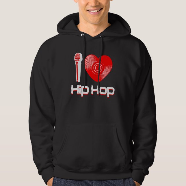 Lässig I Liebe Hip Hop Music Rap Fan Breakdance Dj Hoodie (Vorderseite)
