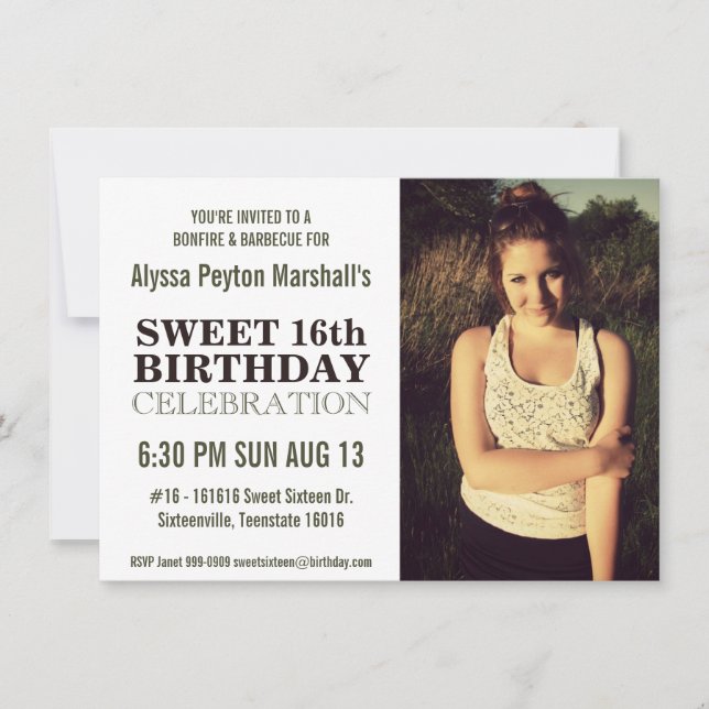 Lässig Nature Portrait Foto Sweet 16 Party Einladung (Vorderseite)