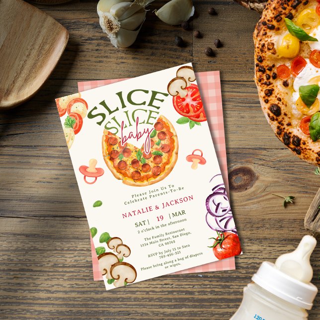 Lässig Pizza Diaper Slice Slice Baby Dusche Einladung (Playful Pizza Diaper Slice Slice Baby Shower Invitation)
