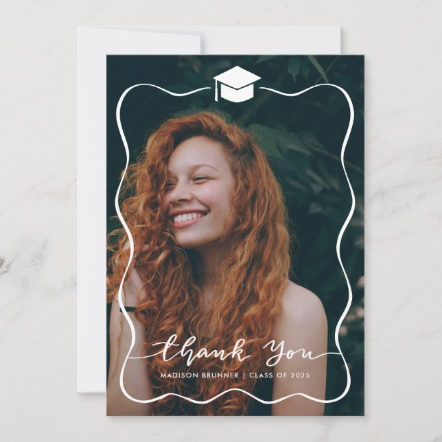 Lässig Vielen Dank, dass Sie Script Graduate Hat F Dankeskarte (Vorderseite)