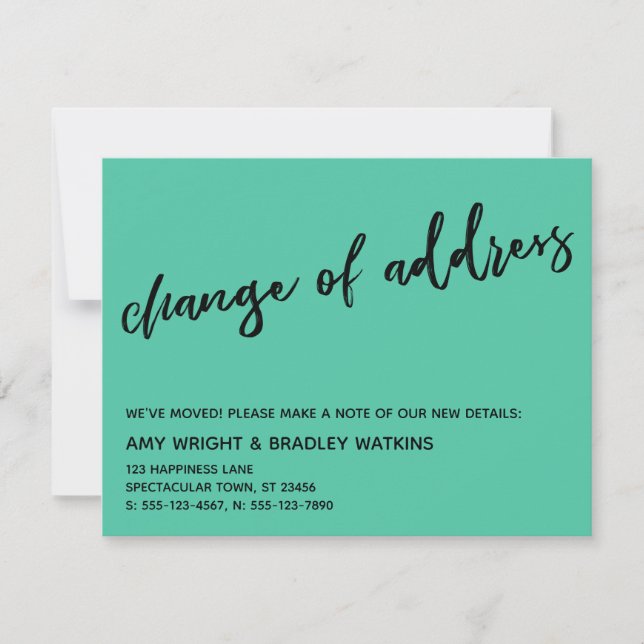 Lässige Änderung der Anschrift Biscay Green Ankünd Mitteilungskarte (Vorderseite)