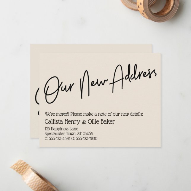 Lässige Ankündigung unserer neuen Adresse Cream (Vorderseite/Rückseite Beispiel)