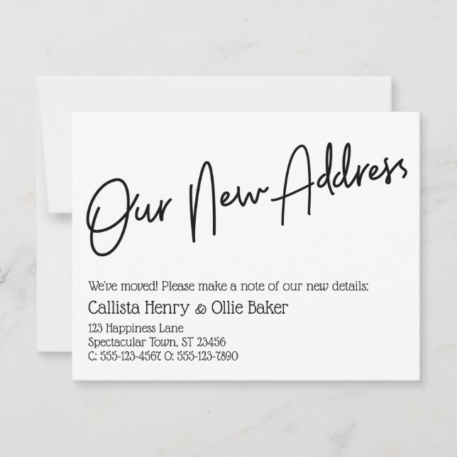 Lässige Ankündigung unserer neuen Adresse Schwarz- (Vorderseite)