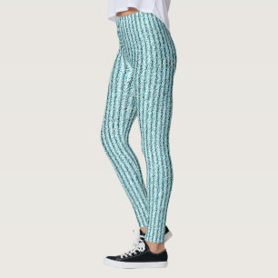 Lässige Aqua-Kordelstreifen-Muster Leggings