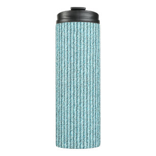 Lässige Aqua-Kordelstreifen-Muster Thermosbecher