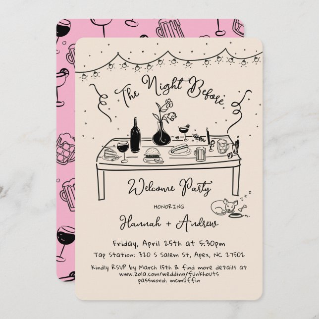 Lässige Begrüßungsnacht vor dem Pub-Restaurant Einladung (Vorne/Hinten)