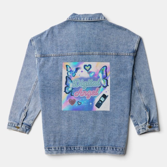 Lässige blaue Jeansjacke für Frauen (Rückseite)