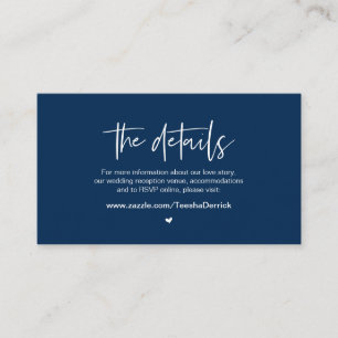 Lässige Eleganz, Navy Blue, unsere Hochzeitsdetail Begleitkarte