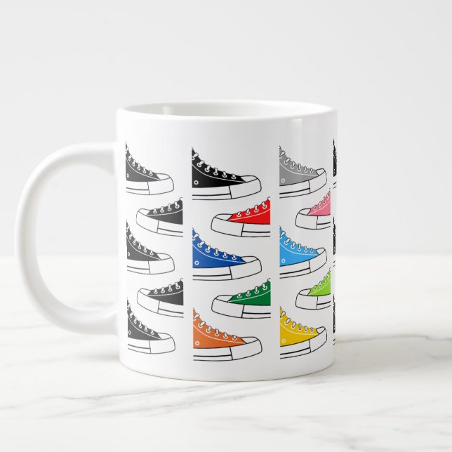 Lässige Farbenfrohe Sneakers Riesencoffee Tee Tass Jumbo-Tasse (Links)