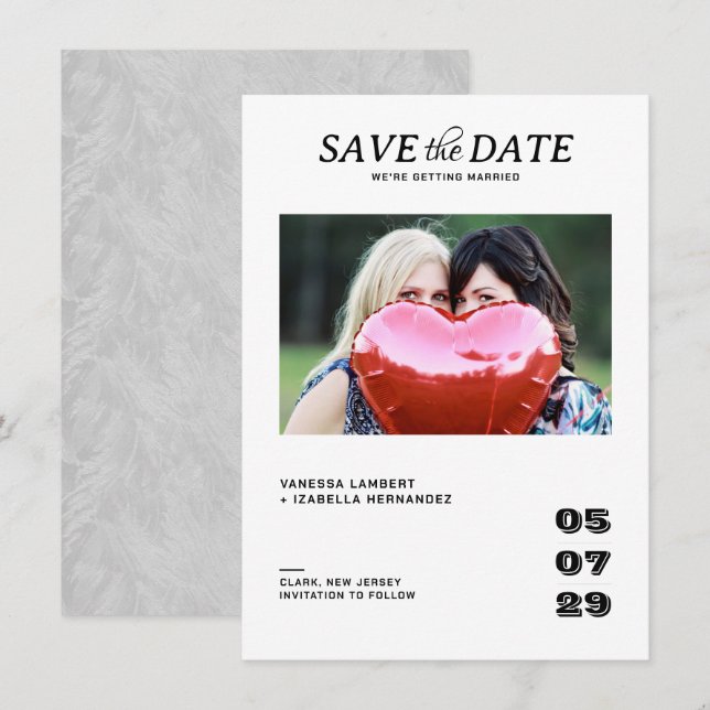 Lässige Foto-Hochzeit Save The Date (Vorne/Hinten)