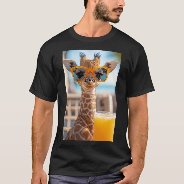 Lässige Giraffe mit Sonnenbrille T-Shirt (Vorderseite)