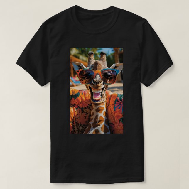 Lässige Giraffe mit Sonnenbrille T-Shirt (Design vorne)