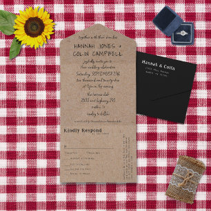 Lässige handgeschriebene Typografie Kraft All In One Einladung