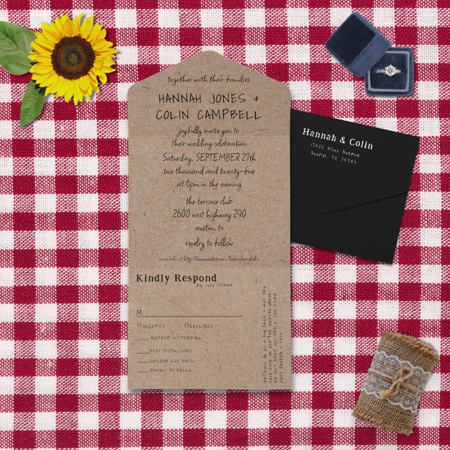 Lässige handgeschriebene Typografie Kraft All In One Einladung (Von Creator hochgeladen)