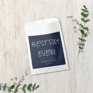 Lässige handgeschriebene Typografie Silber & Navy Geschenktütchen
