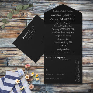 Lässige handgeschriebene Typografie weiß und schwa All In One Einladung