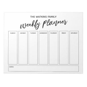 Lässige Handschrift Einfach Wochenplaner, weiß Notizblock