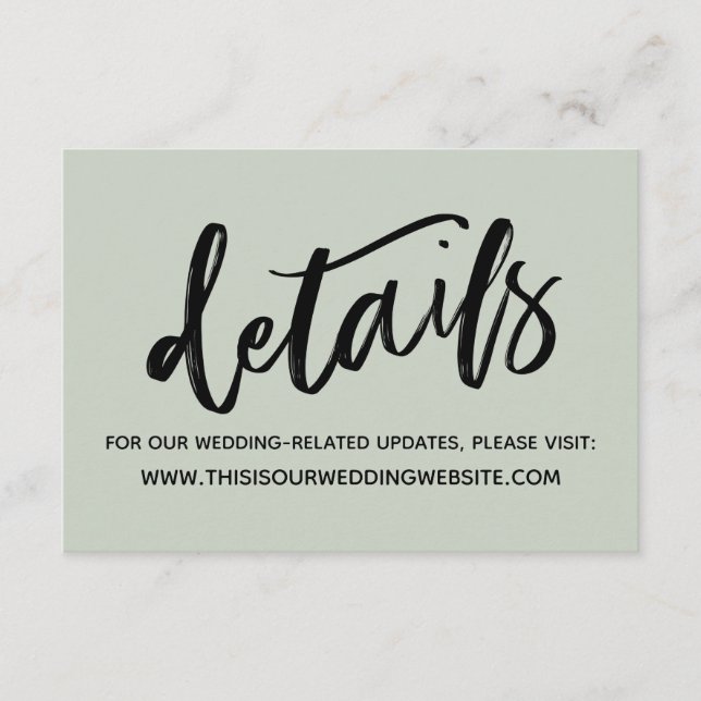 Lässige Handschrift Einfache Hochzeitsdetails Begleitkarte (Vorderseite)