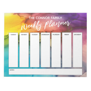 Lässige Handschrift farbiger Wochenplaner Notizblock
