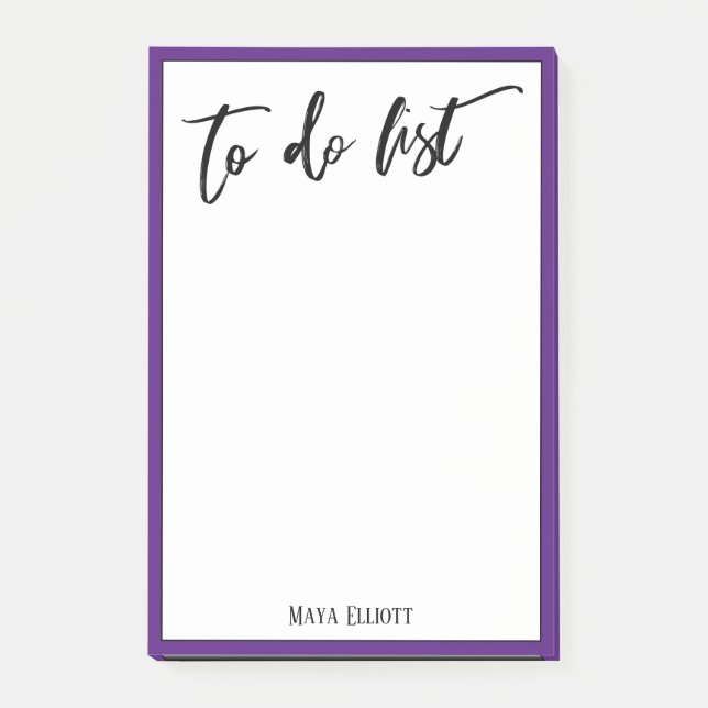 Lässige Handschrift für Lila und weiße Schriften Post-it Klebezettel (Vorderseite)