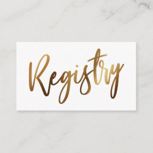 Lässige Handschrift Gold Typografy Gift Registry Begleitkarte