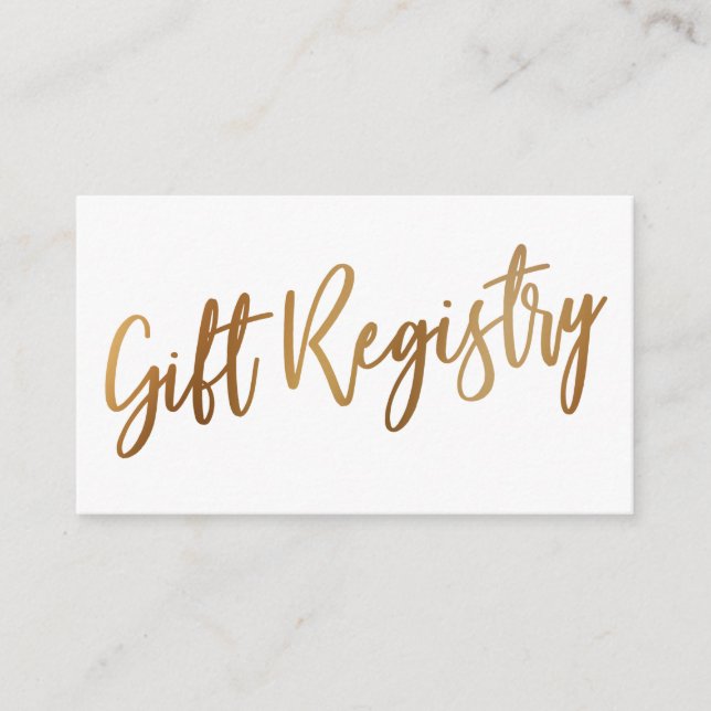 Lässige Handschrift Gold Typografy Gift Registry Begleitkarte (Vorderseite)