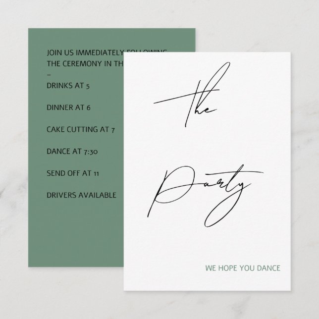 Lässige Handschrift-Hochzeit Begleitkarte (Vorne/Hinten)