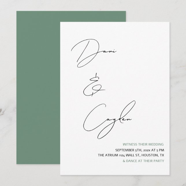 Lässige Handschrift-Hochzeit Einladung (Vorne/Hinten)