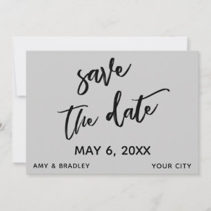 Lässige Handschrift Light Gray Wedding Typografy Save The Date