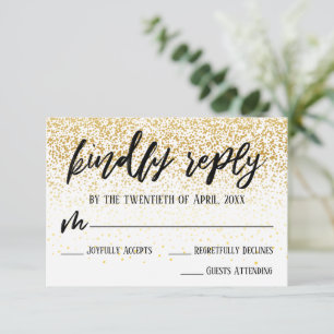 Lässige Handschrift mit Imitate Gold Confetti Wedd RSVP Karte