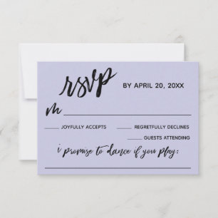 Lässige Handschrift mit Song Request Lavender RSVP Karte
