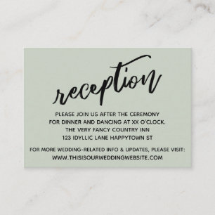 Lässige Handschrift-Seite Grüne Hochzeit Empfang Begleitkarte