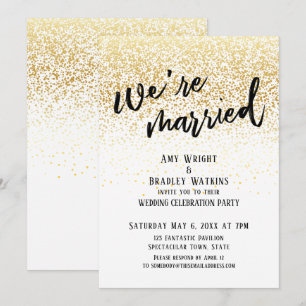 Lässige Handschrift Wir sind verheiratet Gold Konf Einladung