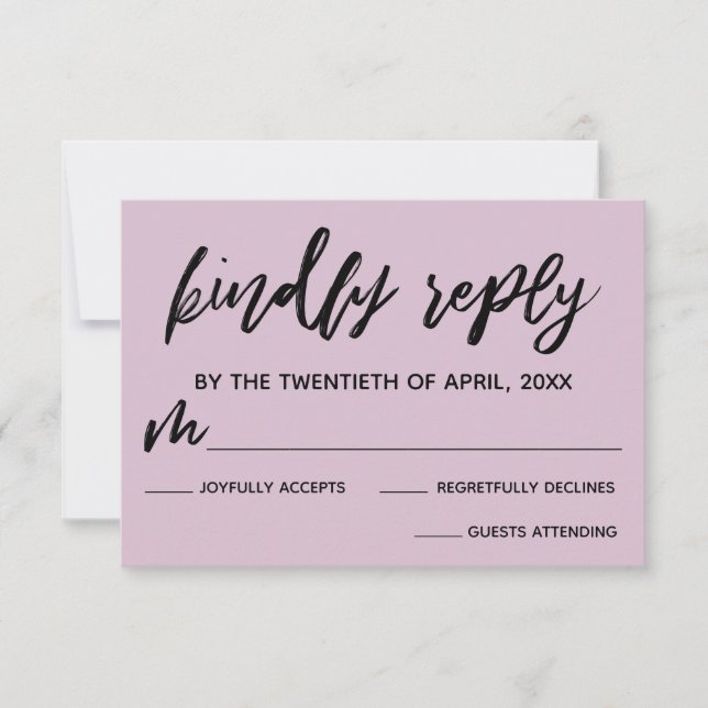 Lässige Handwriting Light Mauve Wedding RSVP Card (Vorderseite)