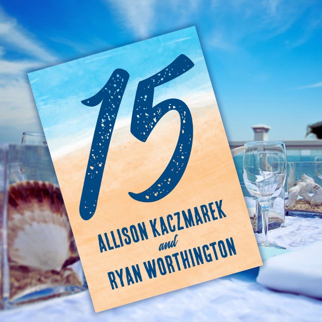 Lässige Hochzeit am Strand Tischnummer (Von Creator hochgeladen)