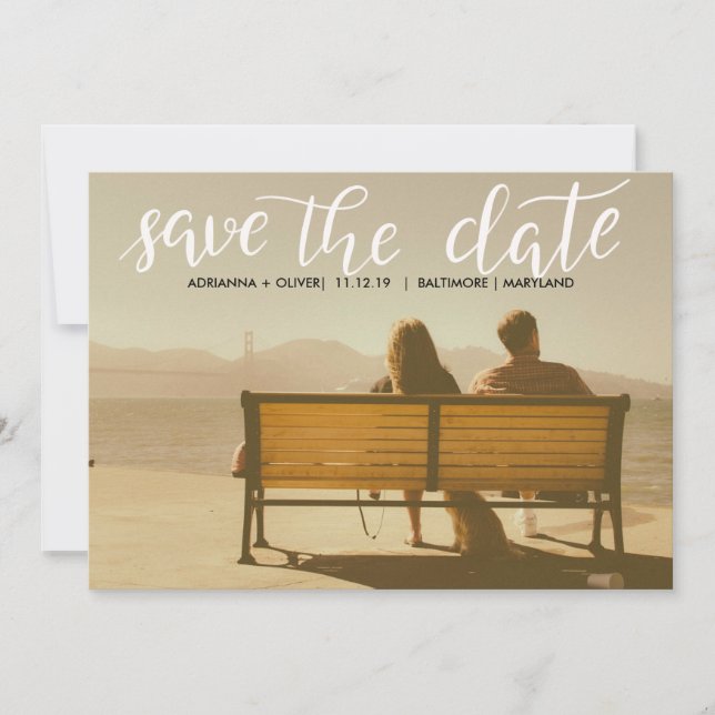 Lässige Hochzeit Das Foto Datumsskript speichern Save The Date (Vorderseite)