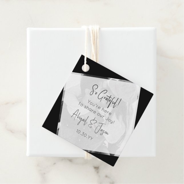 Lässige Hochzeit in Schwarz und Weiß Geschenkanhänger (Beispiel)