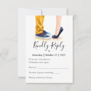 Lässige Hochzeit Modernes Drehbuch Illustration RSVP Karte