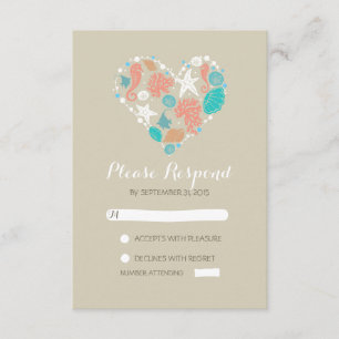 lässige Hochzeitskarten für RSVP am Strand Karte