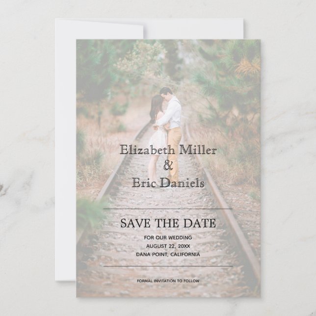 Lässige Imitate Vellum Verlobung Foto Save the Dat Save The Date (Vorderseite)