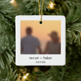 Lässige Instant-Foto-Namen Datum Weihnachten Keramikornament