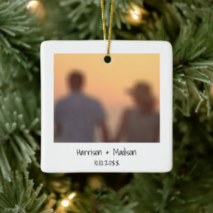 Lässige Instant-Foto-Namen Datum Weihnachten Keramikornament