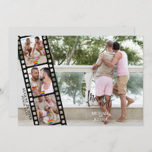 Lässige LGBTQ 4 FOTO Filmstrip Save the Date Einladung