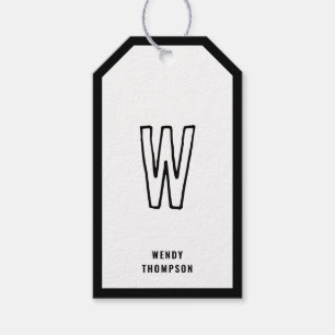 Lässige Minimalistische Monogramm Schwarz/Weiß Geschenkanhänger