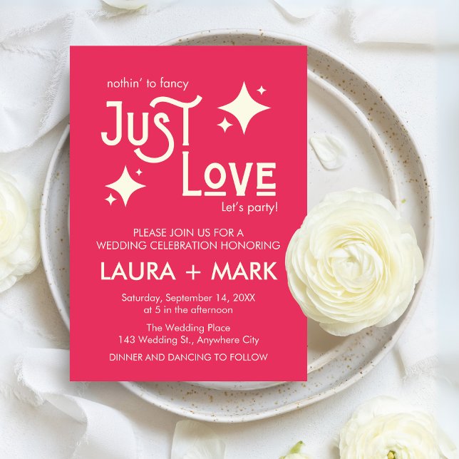 Lässige moderne Liebe Hochzeit Einladung (Casual Modern Chic Just Love Wedding Invitation)