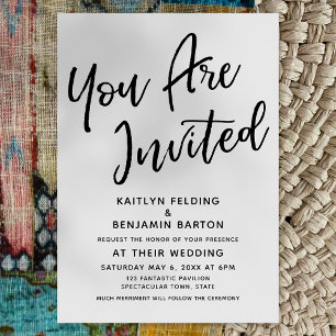lässige moderne Skripthochzeit "You Are Invated" Einladung